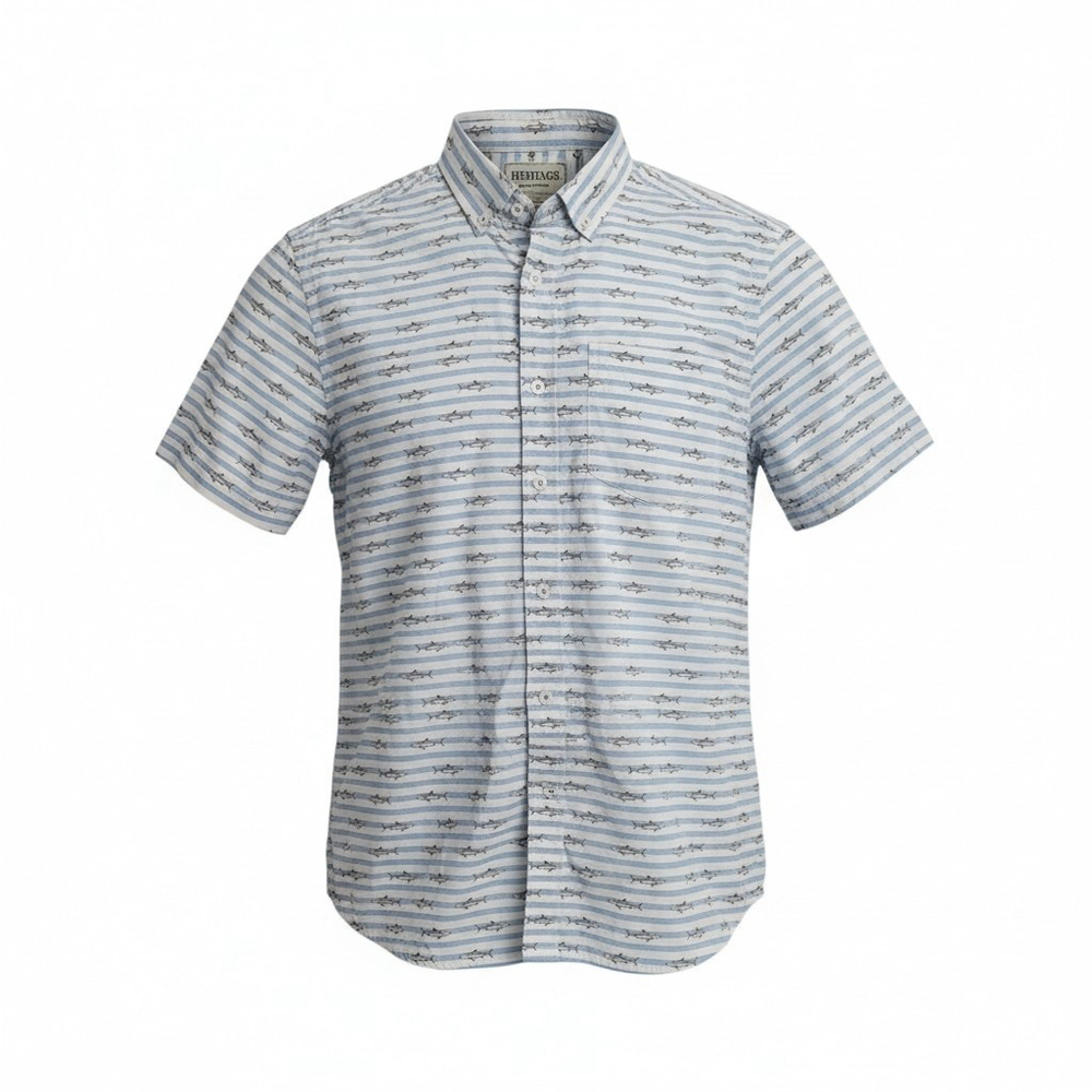 Heritage Report Collection Slim-Fit Short Sleeves Cotton Shirt Men’s Medium